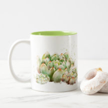Cute watercolor green Succulent cactus mug