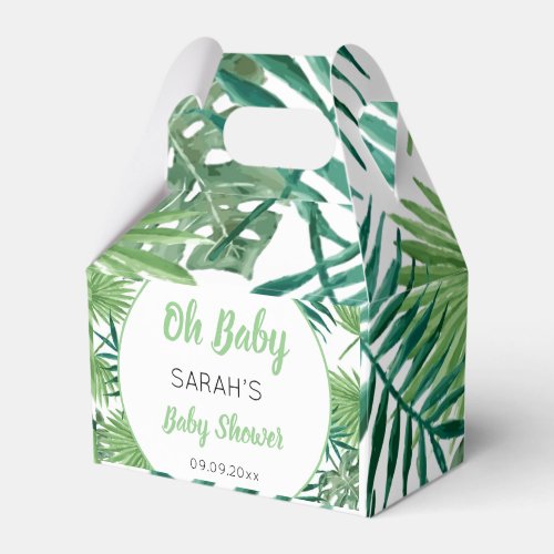 Cute Watercolor Greenery Tropical Leaf Baby Shower Favor Boxes