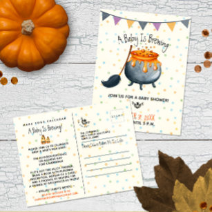 Cute Watercolor Halloween Baby Shower Party Postcard