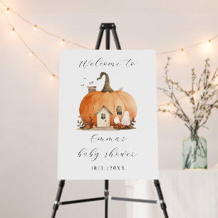Cute Watercolor Halloween Baby Shower Welcome Sign