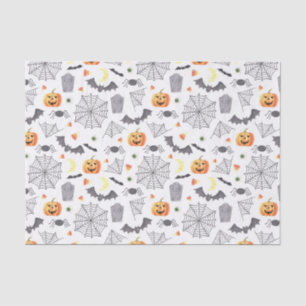 Cute Watercolor Halloween Jack-o-Lanterns & Spider Tissue Paper