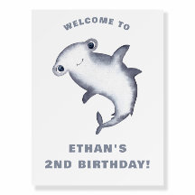 Cute Watercolor Hammerhead Shark Birthday
