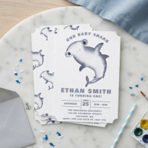 Cute Watercolor Hammerhead Shark Birthday