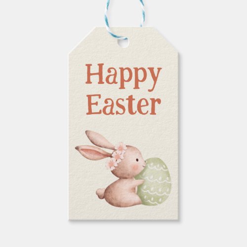 Cute Watercolor Happy Easter Bunny Gift Tags