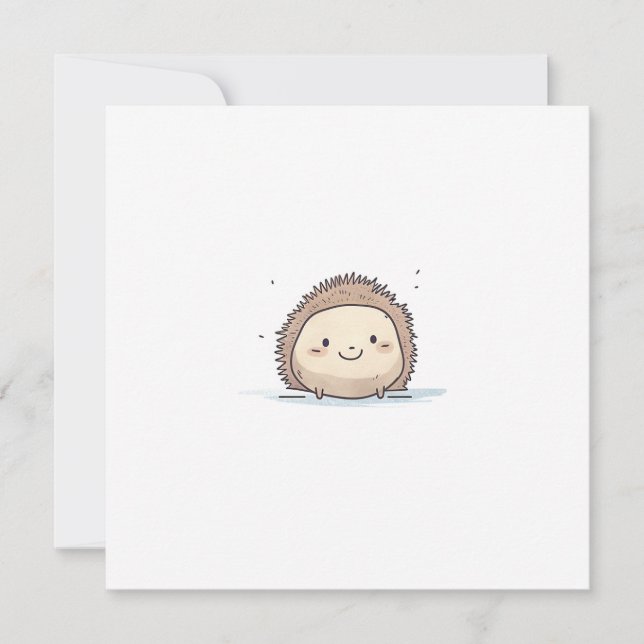 Cute Watercolor Happy Hedgehog Holiday Card (Front)