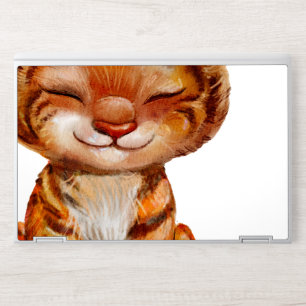 Cute Watercolor Happy Tiger Cub Illustration HP Laptop Skin