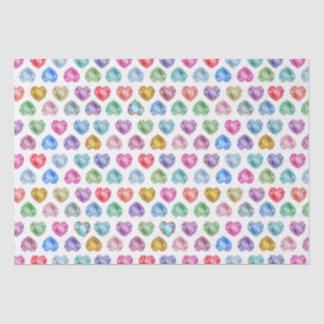 Cute Watercolor Heart Gemstone Colorful Fun Girly Tissue Paper