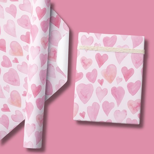 Cute Watercolor Heart Valentines Day pattern Wrapping Paper