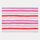 Cute Watercolor Hearts and Stripes Valentine Wrapping Paper Sheets (Front)