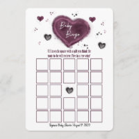 Cute Watercolor Hearts Baby Shower Bingo Card Game