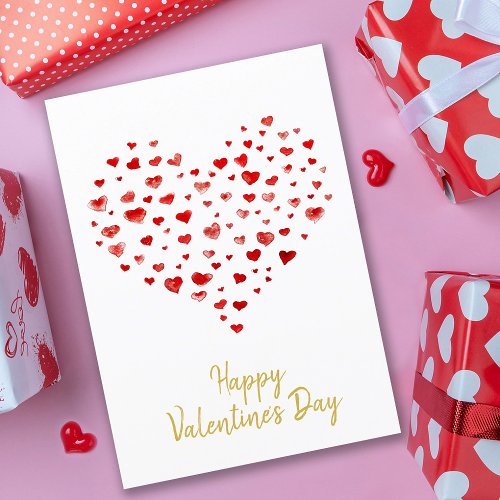 Cute Watercolor Hearts Happy Valentines Day Holiday Card