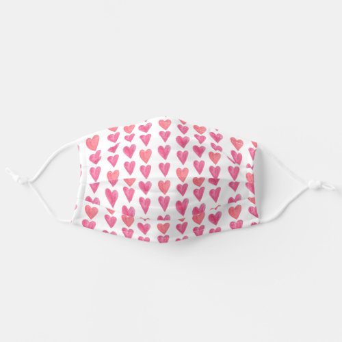 Cute Watercolor Hearts Pattern Adult Cloth Face Mask