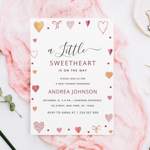 Cute Watercolor Hearts Valentines Day Baby Shower Save The Date