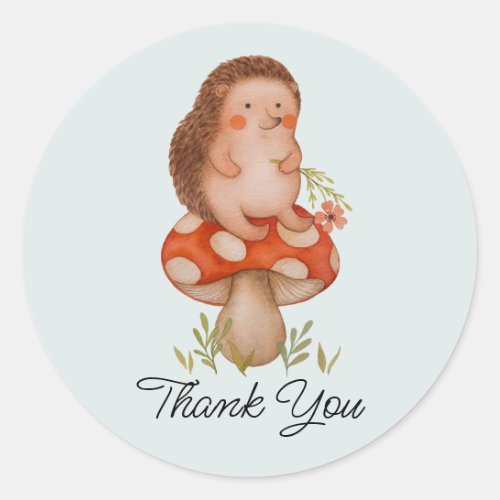 Cute Watercolor Hedgehog Baby Shower Thank You Classic Round Sticker