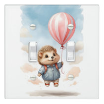 Cute Watercolor Hedgehog Balloons Nursery Kid Room Light Switch Cover