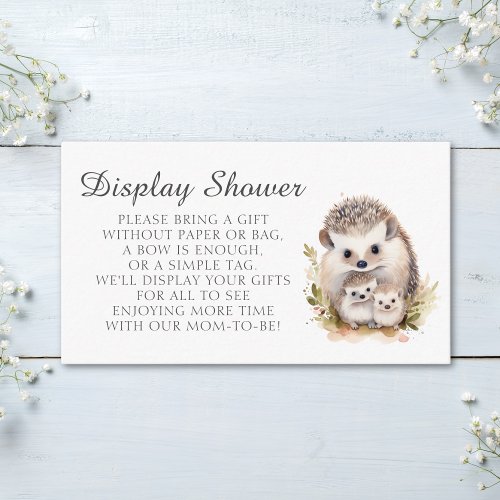 Cute Watercolor Hedgehog Family Display Shower  Enclosure Card