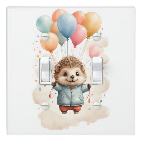 Cute Watercolor Hedgehog Floating Nursery Kid Room Light Switch Cover