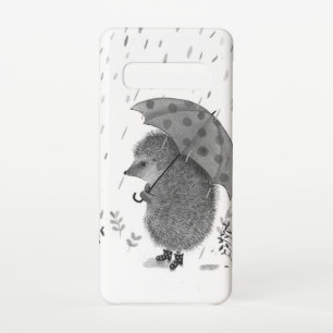 Cute Watercolor Hedgehog Rainy Day Whimsical Samsung Galaxy S10 Case