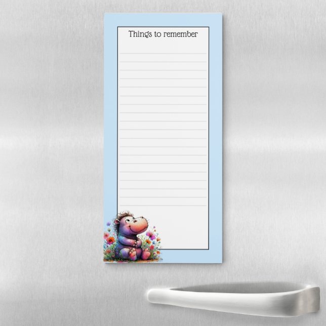 Cute Watercolor Hippo Lined Notepad (In Situ)