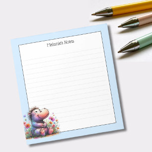Cute Watercolor Hippo Lined Notepad