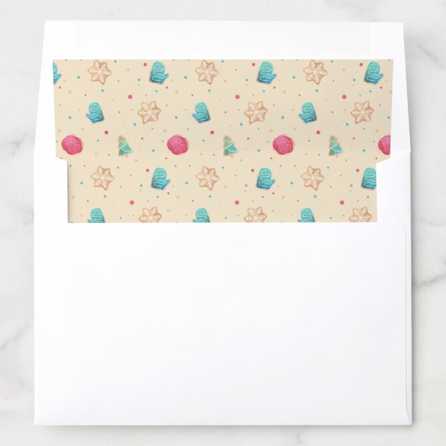 Cute Watercolor Holiday Christmas Cookies Pattern Envelope Liner (In Envelope)