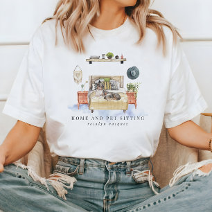 Cute Watercolor Home and Pet Sitting Services T-Shirt
