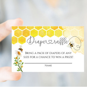 Cute Watercolor Honey Bee Honeycomb Raffle Ticket Enclosure Card