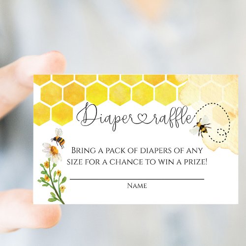 Cute Watercolor Honey Bee Honeycomb Raffle Ticket Enclosure Card