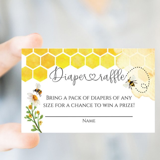 Cute Watercolor Honey Bee Honeycomb Raffle Ticket Enclosure Card (Creator Uploaded)