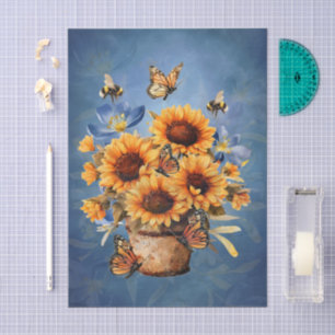 Cute Watercolor Honey Bees & Sunflowers Tissue Paper