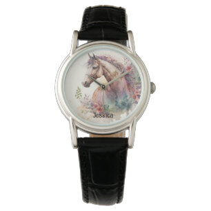 Cute Watercolor Horse Animal Lover  Watch