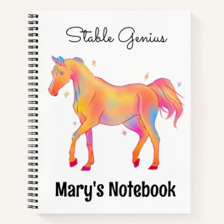 Cute Watercolor Horse Name Personalization Notebook