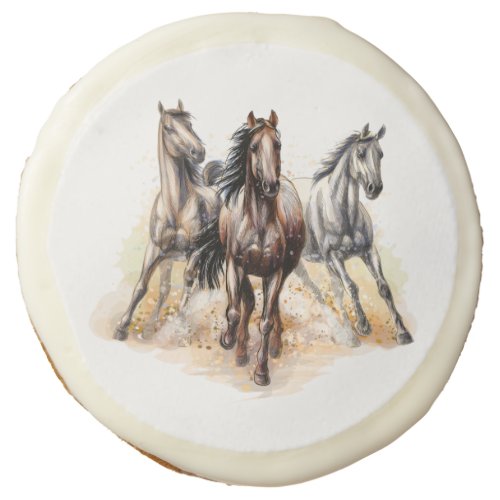 Cute Watercolor Horses Farm Animal  Sugar Cookie