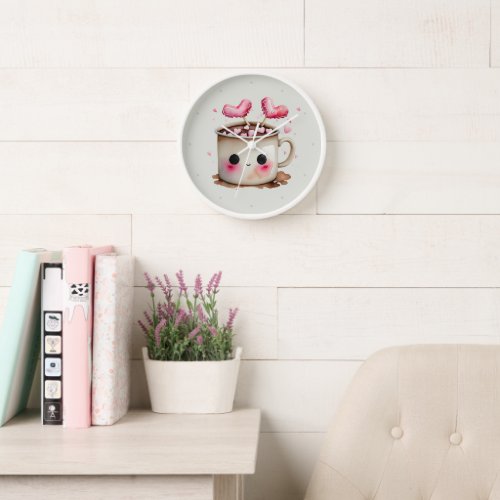 Cute Watercolor Hot Chocolate Mug Clock