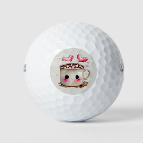 Cute Watercolor Hot Chocolate Mug Golf Balls