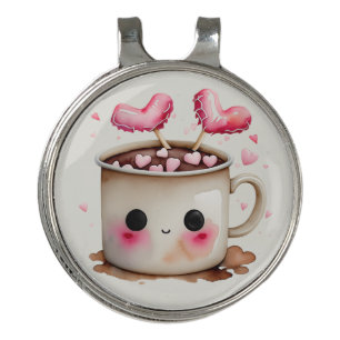 Cute Watercolor Hot Chocolate Mug Golf Hat Clip