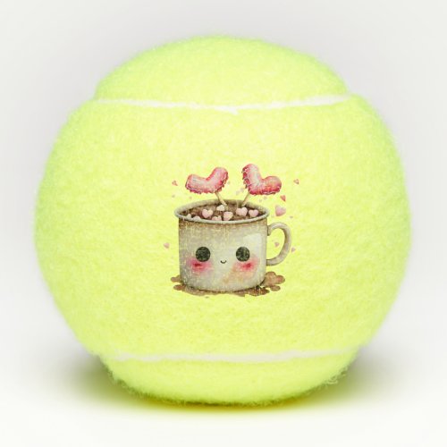 Cute Watercolor Hot Chocolate Mug Tennis Balls