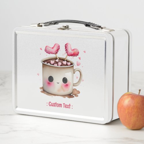 Cute Watercolor Hot Cocoa Mug Metal Lunch Box