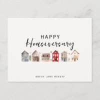 Cute Watercolor Houses Happy Housiversary