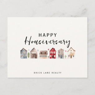 Cute Watercolor Houses Happy Housiversary Holiday Postcard