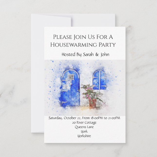 Cute Watercolor Housewarming Party Invitation (Front)