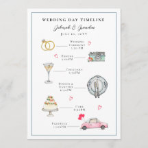Cute Watercolor Illustrated wedding day