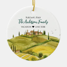 Cute Watercolor Illustration of Tuscany Italy