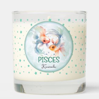 Cute Watercolor Illustration Pisces Zodiac Name