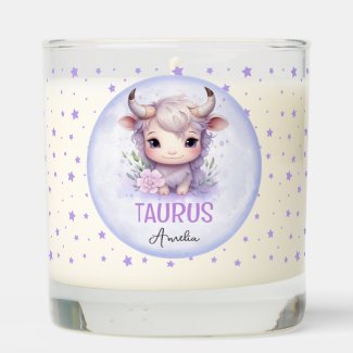 Cute Watercolor Illustration Taurus Zodiac Name