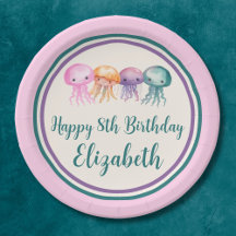 Cute Watercolor Jellyfish Under the Sea Birthday
