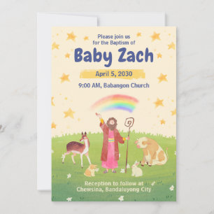 Cute Watercolor Jesus Baby Christening Baptism Invitation