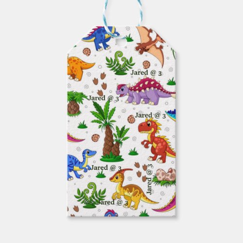 Cute Watercolor Kids Birthday Dinosaur Thank You Gift Tags