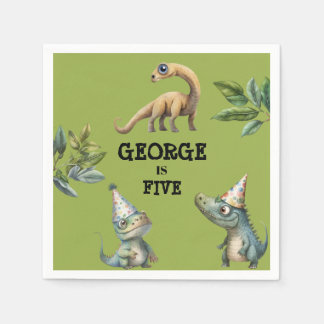 Cute Watercolor Kids Dinosaur Theme Paper Napkin