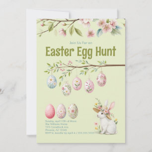 Cute Watercolor Kids Easter Egg Hunt Party Invitation